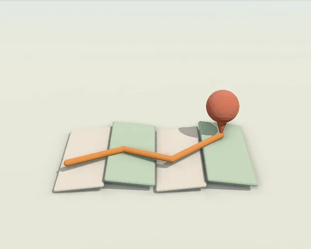 A folded clay map with an orange route and a pin